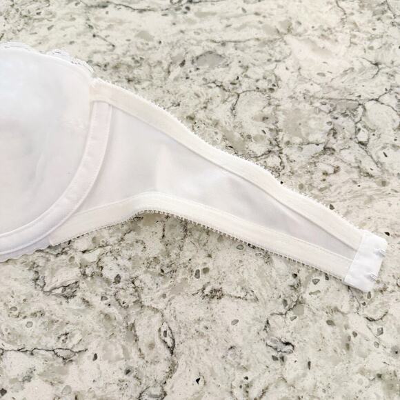 Vintage Push-up Bra Size 36B White Satin Lace Underwire Platex USA Made - Picture 4 of 10